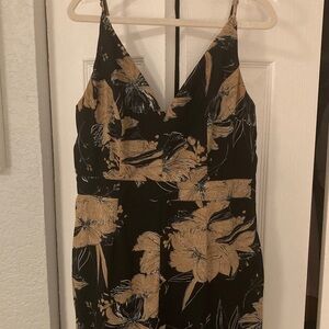 Lulu's Black and Tan Floral Maxi Dress
